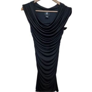 Barney’s New York Co-Op Black Spun Silk Ruched Evening Dress Size S